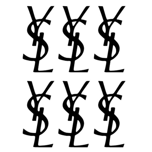 Lot 6 petits stickers Yves Saint Laurent, 4 cm de hauteur
